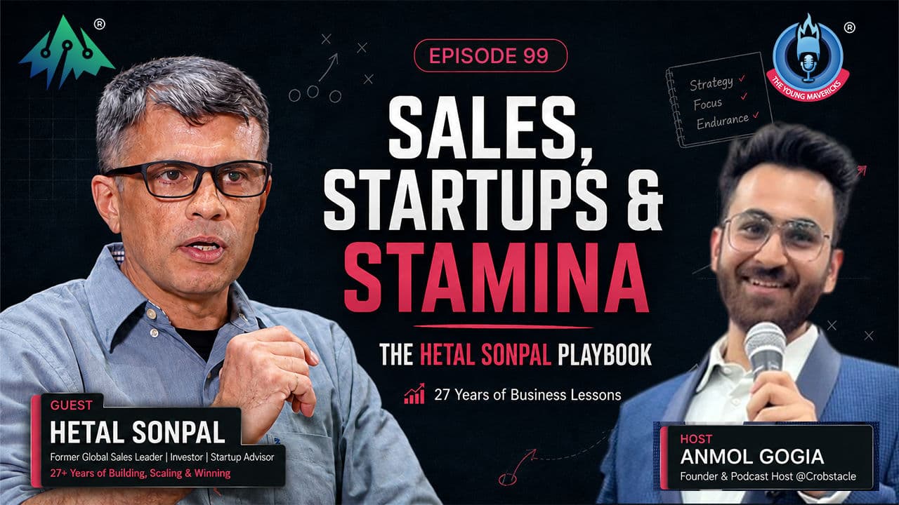 Hetal Sonpal and host Anmol Gogia on The Young Mavericks Apex Dialogues — Sales, Startups & Stamina podcast thumbnail, Episode 99