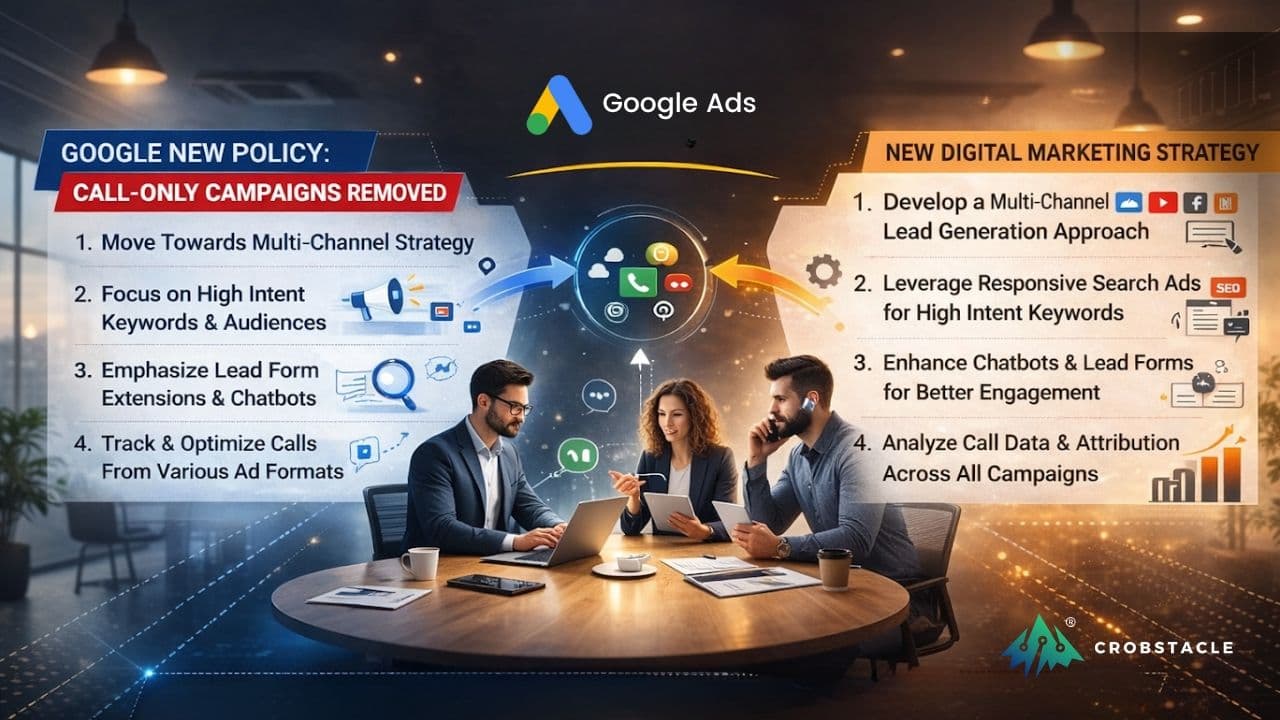 Crobstacle Google Ads strategy explaining call-only campaign changes and multi-channel lead generation